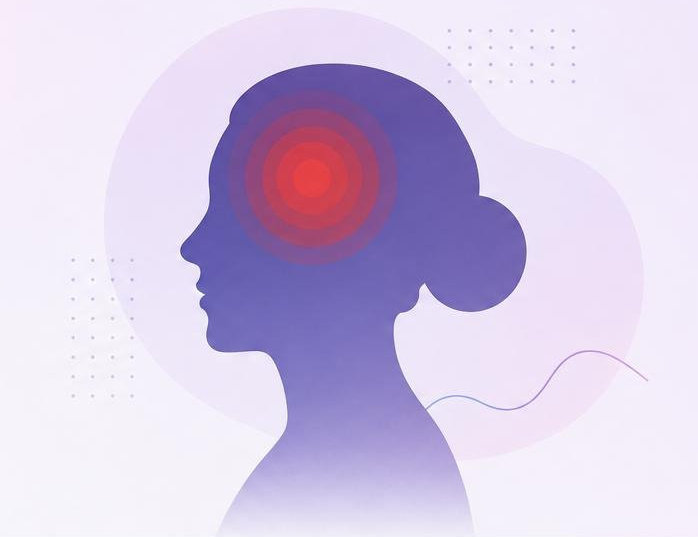 Illustration of a head experiencing a migraine